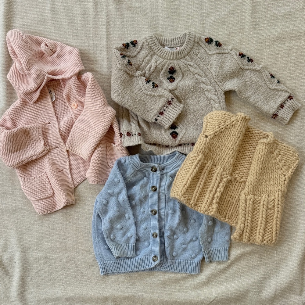 Cozy Baby' Knit Sweater Set - Pink, Blue, Cream